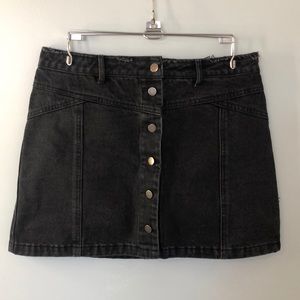 Black distressed jean skirt